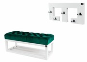 Ławka Pufa Pikowana Butelkowa Zieleń LPP-3 + Wieszak Ścienny WDC-22 Emra Wood Design