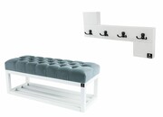 Ławka Pikowana Popiel LPP-3 + Wieszak Ścienny WDC-35 Emra Wood Design