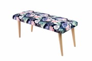 Ławeczka Pufa Tapicerowana Siedzisko Gładkie Akwarela Kwiaty Ptaki LPG-10 Rozmiary od 50 cm do 120 cm Emra Wood Design