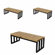 Ławka Metalowa Loft Siedzisko Drewno Lite Dąb LM-101 Rozmiary od 50 cm do 200 cm Emra Wood Design