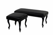 Komplet Ławeczka Tapicerowana LPG-1 i Taboret Pufa Czarny LPG-0 Rozmiary Emra Wood Design
