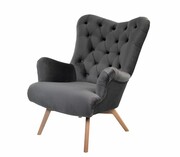 Fotel uszak CHESTERFIELD Grafitowy Emra Wood Design