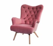 Fotel uszak CHESTERFIELD Pudrowy Róż Emra Wood Design