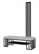 Ławka Do Przedpokoju Z Wieszakiem Metalowa Siedzisko Szary Tapicerowane Stal LMW-17 Emra Wood Design