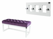 Ławka Pufa Pikowana Fiolet LPP-2 + Wieszak Ścienny WDC-17 Kolory Emra Wood Design