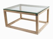 SKD-8 NATURALNY STOLIK KAWOWY DREWNO LITE , SZYBA HARTOWANA Emra Wood Design