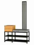 Ławka Do Przedpokoju Z Wieszakiem I Szufladą Metalowa Siedzisko Tapicerowane Szary Stal LMW-18 Emra Wood Design