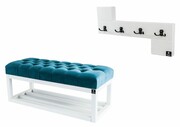 Ławka Pikowana Turkus LPP-3 + Wieszak Ścienny WDC-35 Emra Wood Design
