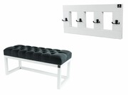 Ławka Pufa Pikowana Grafit LPP-2 + Wieszak Ścienny WDC-17 Kolory Emra Wood Design