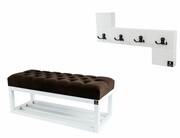 Ławka Pikowana Brąz LPP-3 + Wieszak Ścienny WDC-35 Emra Wood Design