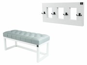 Ławka Pufa Pikowana Ekoskóra Popiel LPP-2 + Wieszak Ścienny WDC-17 Kolory Emra Wood Design