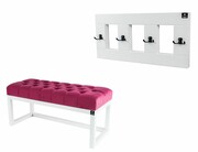 Ławka Pufa Pikowana Różowy LPP-2 + Wieszak Ścienny WDC-17 Kolory Emra Wood Design
