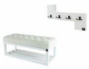 Ławka Pikowana Złamana Biel LPP-3 + Wieszak Ścienny WDC-35 Emra Wood Design