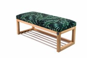 Ławeczka Pufa Tapicerowana Siedzisko Gładkie Liście Tropikalne LPG-4 Rozmiary od 50 cm do 200 cm Emra Wood Design