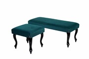 Komplet Ławeczka Tapicerowana LPG-1 i Taboret Pufa Turkus LPG-0 Rozmiary Emra Wood Design