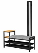 Ławka Do Przedpokoju Z Wieszakiem Metalowa Siedzisko Szary Tapicerowane Stal LMW-13 Emra Wood Design