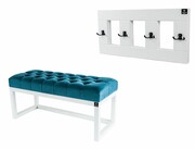 Ławka Pufa Pikowana Turkus LPP-2 + Wieszak Ścienny WDC-17 Kolory Emra Wood Design
