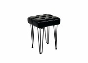 Taboret Pufa Pikowana Czarna Ekoskóra Guzik Kryształ LPP-201 Emra Wood Design