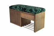 Ławka Szafka Pufa Tapicerowana Siedzisko Gładkie Liście Tropikalne LGS-7 Rozmiary od 50 cm do 200 cm Emra Wood Design
