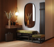 Ławka Do Przedpokoju Z Wieszakiem Metalowa Siedzisko Szary Tapicerowane Stal LMW-15 Emra Wood Design