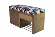 Ławka Szafka Pufa Tapicerowana Siedzisko Gładkie Akwarela Kwiaty Ptaki LGS-7 Rozmiary od 50 cm do 200 cm Emra Wood Design