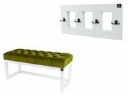 Ławka Pufa Pikowana Zielony LPP-2 + Wieszak Ścienny WDC-17 Kolory Emra Wood Design