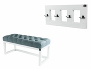 Ławka Pufa Pikowana Popiel LPP-2 + Wieszak Ścienny WDC-17 Kolory Emra Wood Design
