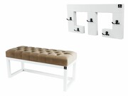 Ławka Pufa Pikowana Cappuccino Guzik Tapicerowany LPP-2 + Wieszak Ścienny WDC-22 Emra Wood Design