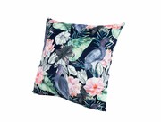 Poduszka Kwadratowa Welur Akwarela Kwiaty Ptak Emra Wood Design