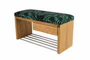 Ławka Szafka Pufa Tapicerowana Siedzisko Gładkie Liście Tropikalne LGS-2 Rozmiary od 50 cm do 200 cm Emra Wood Design