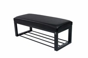 Ławka Pufa Tapicerowana Siedzisko Gładkie Ekoskóra Czarny Stal LGM-6 Rozmiary od 50 cm do 200 cm Emra Wood Design
