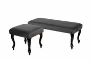 Komplet Ławeczka Tapicerowana LPG-1 i Taboret Pufa Szary LPG-0 Rozmiary Emra Wood Design
