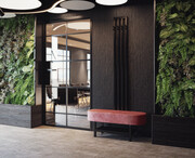 Ławka Do Przedpokoju Z Wieszakiem Metalowa Siedzisko Tapicerowane Stal LMW-10 Emra Wood Design