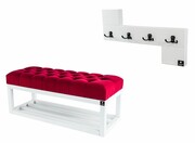 Ławka Pikowana Czerwona LPP-3 + Wieszak Ścienny WDC-35 Emra Wood Design