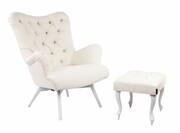 Fotel uszak CHESTERFIELD z podnóżkiem Emra Wood Design