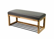 Ławeczka Pufa Tapicerowana Siedzisko Gładkie Ekoskóra Grafit Dębowa Loft LPG-4 Rozmiary od 50 cm do 200 cm Emra Wood Design