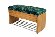 Ławka Szafka Pufa Tapicerowana Siedzisko Gładkie Liscie Tropikalne LGS-3 Rozmiary od 50 cm do 200 cm Emra Wood Design