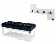 Ławka Pikowana Granat LPP-3 + Wieszak Ścienny WDC-35 Emra Wood Design