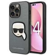 Etui Karl Lagerfeld Saffiano Karl's Head Patch na iPhone 14 Pro Max - srebrne Karl Lagerfeld