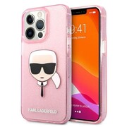 Etui Karl Lagerfeld Glitter Karl's Head na iPhone 13 Pro Max - różowe Karl Lagerfeld