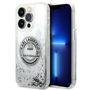 Etui Karl Lagerfeld Liquid Glitter RSG na iPhone 14 Pro - srebrne Karl Lagerfeld