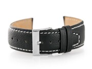 Pasek skórzany do zegarka W26 - PREMIUM - czarny/białe - 20mm Pacific