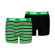 Bokserki dla dzieci Puma Everyday Striped 2 pak zielono-czarne 938970 03 Puma