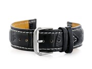 Pasek skórzany do zegarka W102L czarny/biały - 20mm Pacific