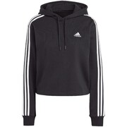 Bluza damska adidas Essentials 3-Stripes French Terry Crop Hoodie czarna IC8767 adidas