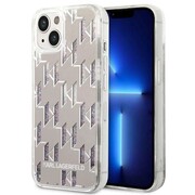 Etui Karl Lagerfeld Liquid Glitter Monogram na iPhone 14 - srebrne Karl Lagerfeld