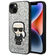 Etui Karl Lagerfeld Glitter Flakes Ikonik na iPhone 14 Plus - srebrne Karl Lagerfeld