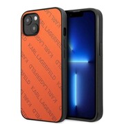 Etui Karl Lagerfeld Perforated Allover na iPhone 13 mini - pomarańczowe Karl Lagerfeld