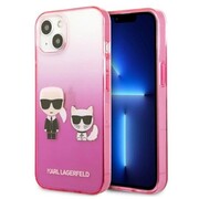 Etui Karl Lagerfeld Gradient Ikonik Karl&Choupette na iPhone 13 mini - różowe Karl Lagerfeld