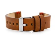 Pasek skórzany do zegarka W110 - brąz/czerwone - 22mm Pacific